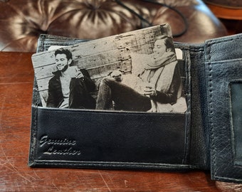 Engraved Photo Wallet Card  - Add Personalized Text to the Back - Gifts for Him or Her - Laser Engraved Photo or Personalized Love Note Card