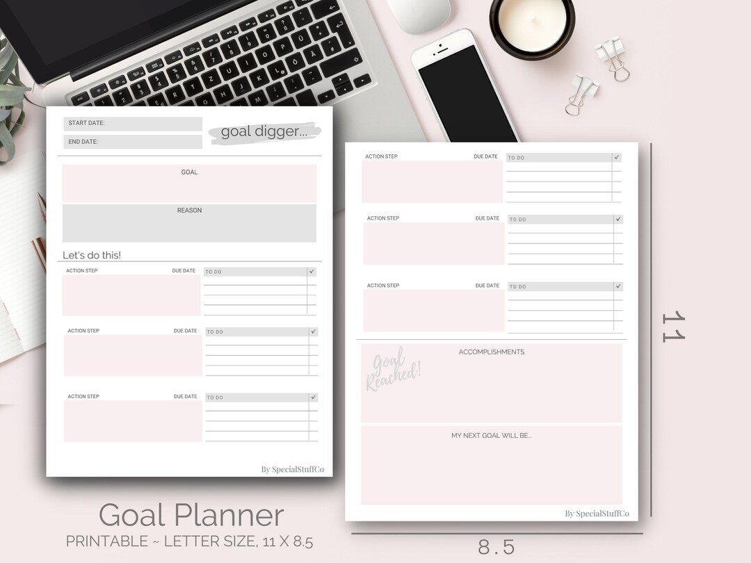 GOAL PLANNER ~ Printable or Digitally Fillable - Etsy