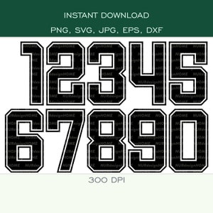 Sports - Jersey Number Templates - SVG, PNG, DXF, eps, jpg - Jersey Fonts - Cut Files for Cricut, Silhouette -Not an Installable Font File