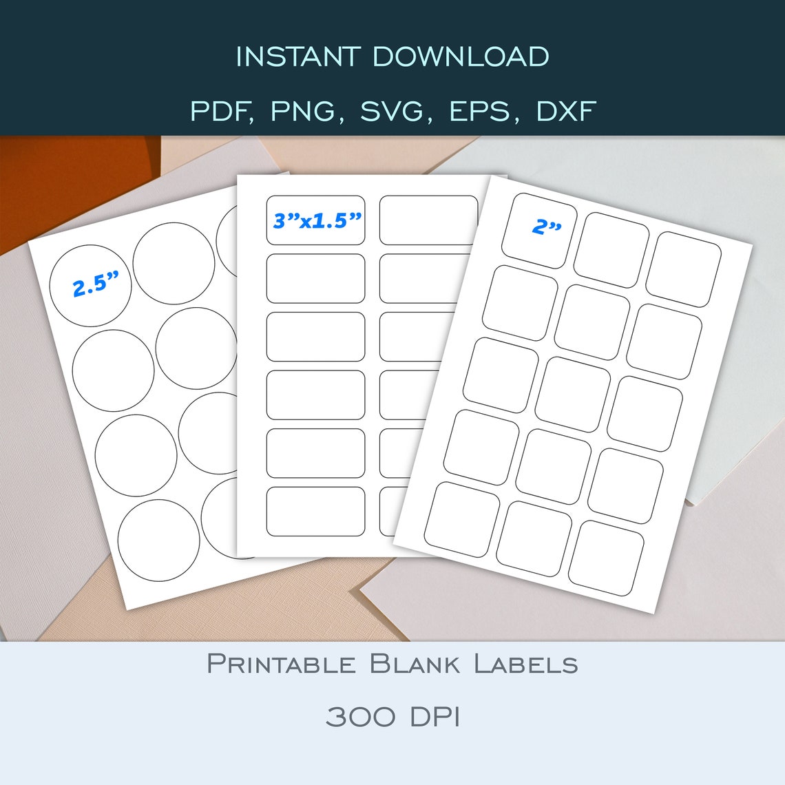 Printable Blank Label Templates PDF (A4) PNG SVG Dxf Eps