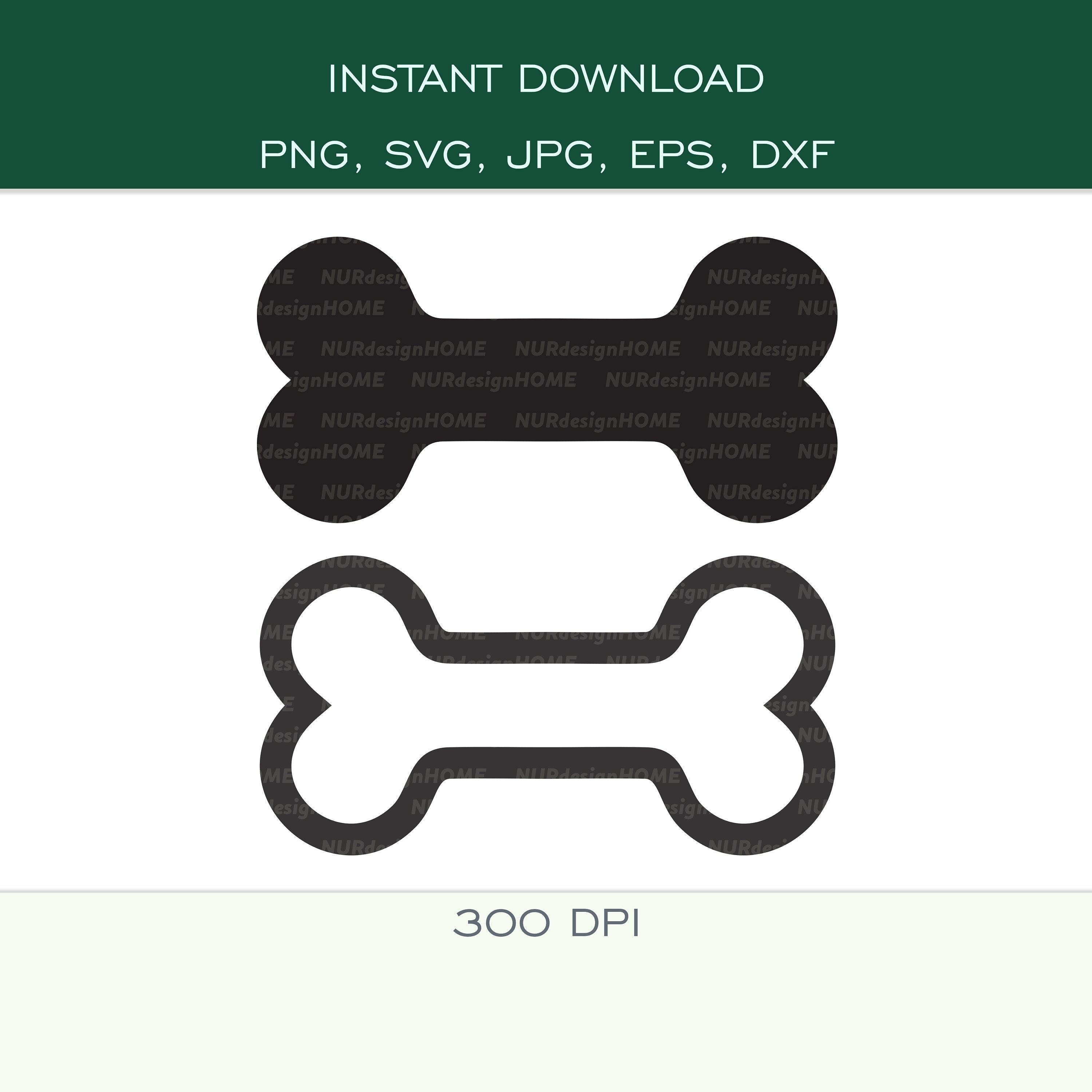 Dog Bone - SVG, PNG, DXF, Eps, Jpg - Bone Outline - Black Bone ...