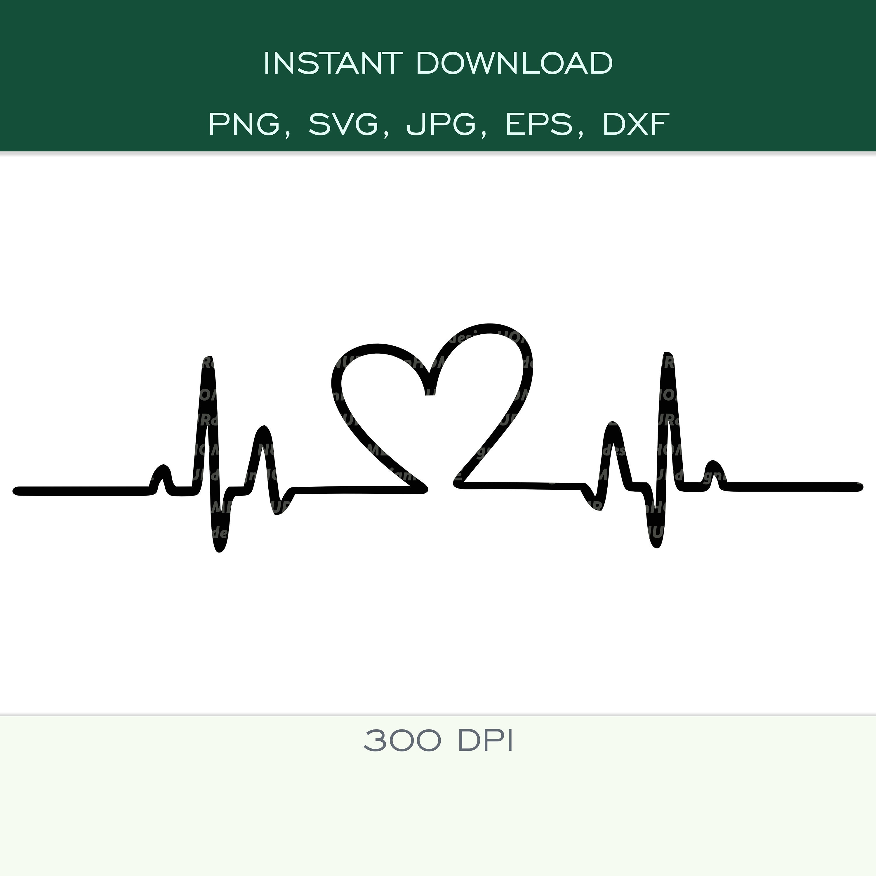 Heart Beat - SVG, PNG, DXF, eps, jpg - Digital Instant Download - Cut Files for Cricut, Silhouette - 300 dpi