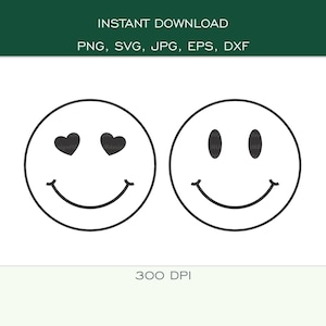 Smiley Face - Smiley Face Vector - SVG, PNG, DXF, eps, jpg - Cut Files for Cricut, Silhouette - 300 dpi