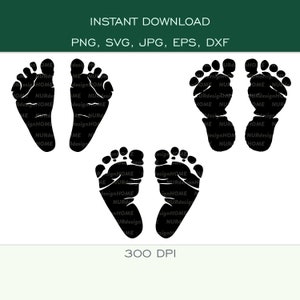Baby Footprint - Baby Feet - Instant Download - SVG, PNG, DXF, eps, jpg - Cut Files for Cricut, Silhouette - 300 dpi