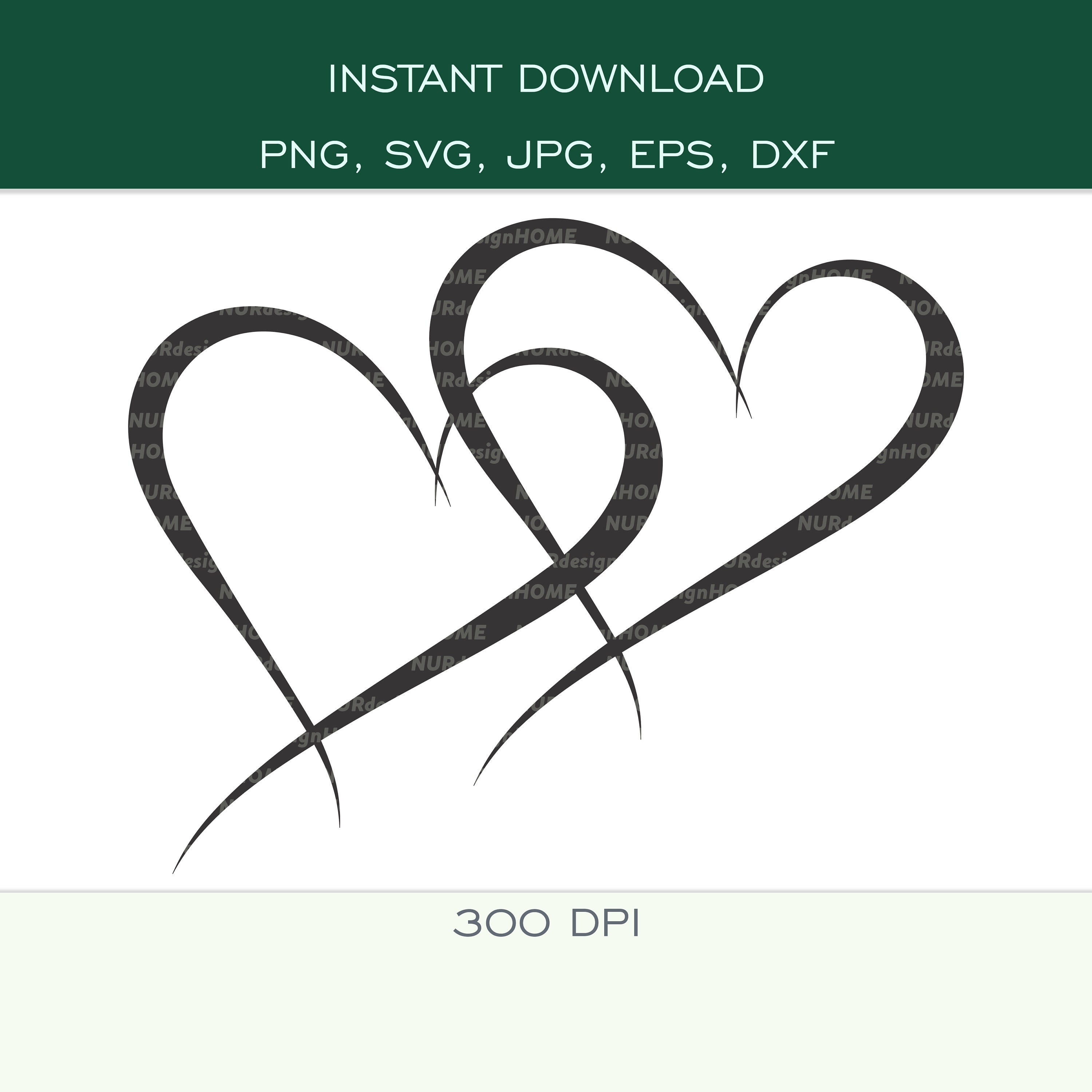 Double Heart - SVG, PNG, DXF, Eps, Jpg - Digital Instant Download - Cut ...