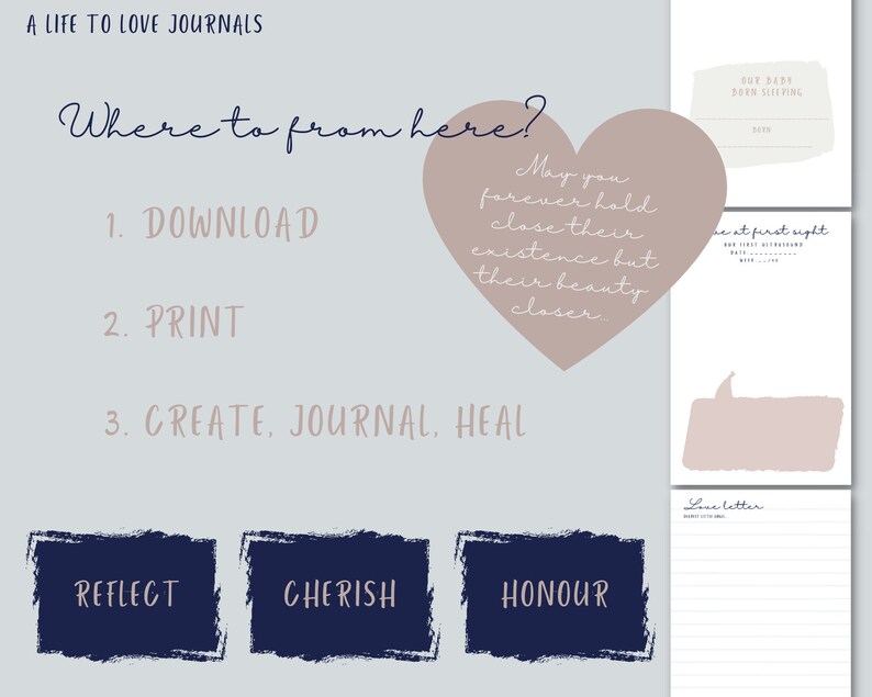 Baby Book and Grief Journal Printable Born Sleeping Stillborn Keepsake