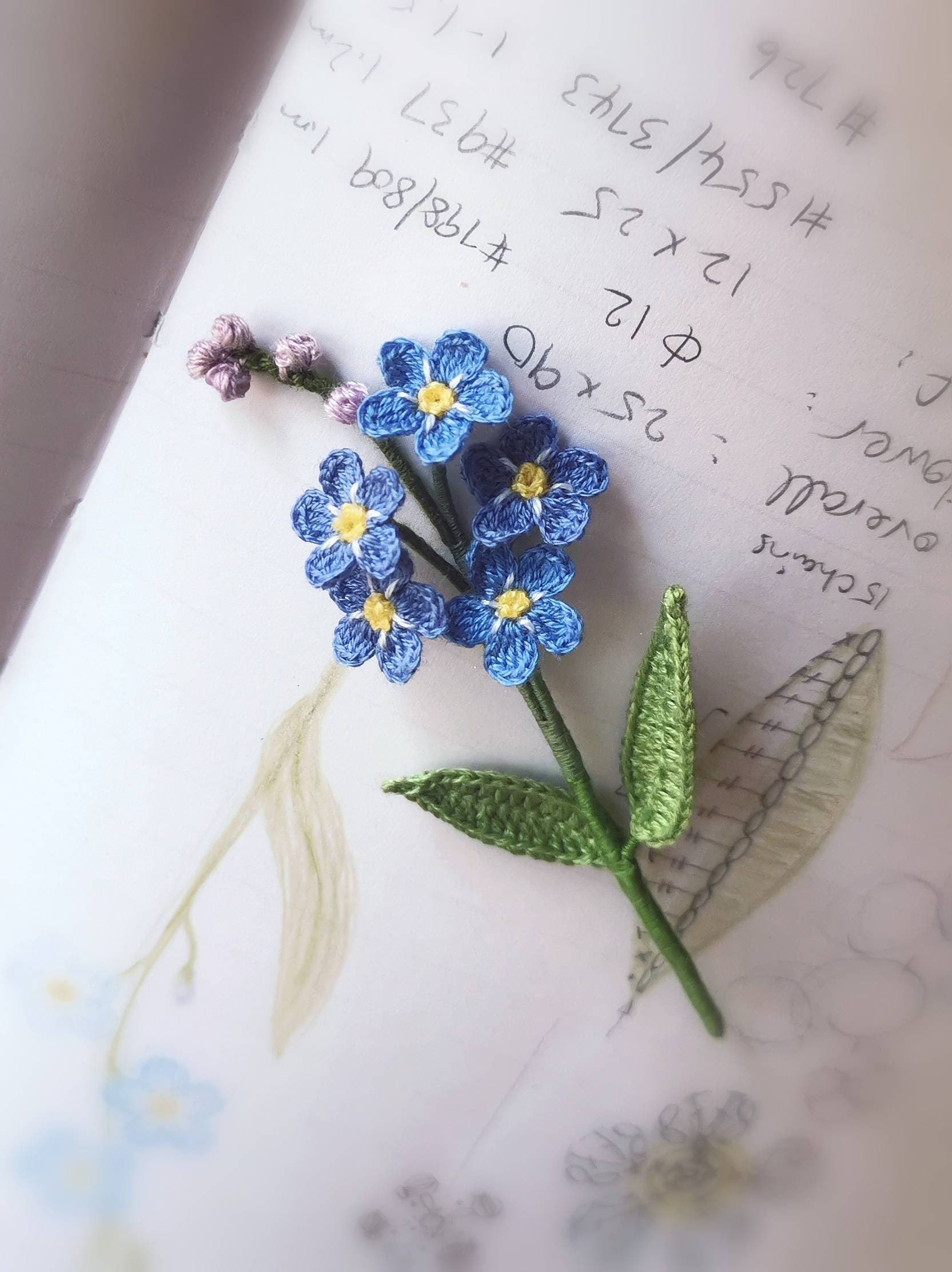 Crochet Pattern - FORGET-ME-NOT Mini Flower Bouquet - Level 2