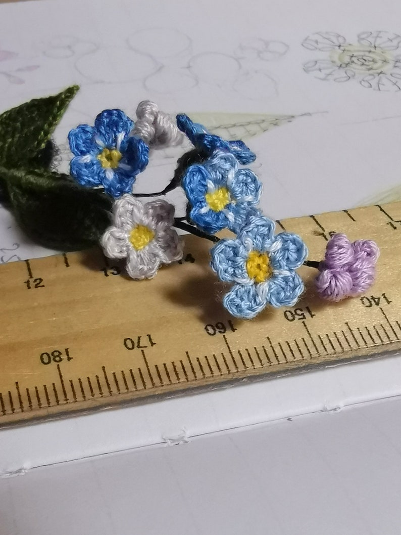 Cluster Ruller Crochet Video - FORGET-ME-NOT Mini Bouquet Step by Step Tutorial ...
