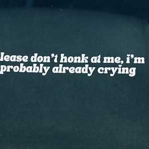 Please Don’t Honk At Me, I’m Probably Already Crying Car Decal/ Car Sticker
