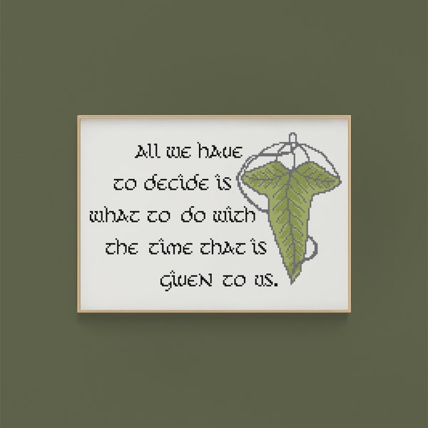 Lord of the Rings Fellowship inspired cross stitch pattern Download. Leaf of Lorien easy pattern. Beginner friendly.