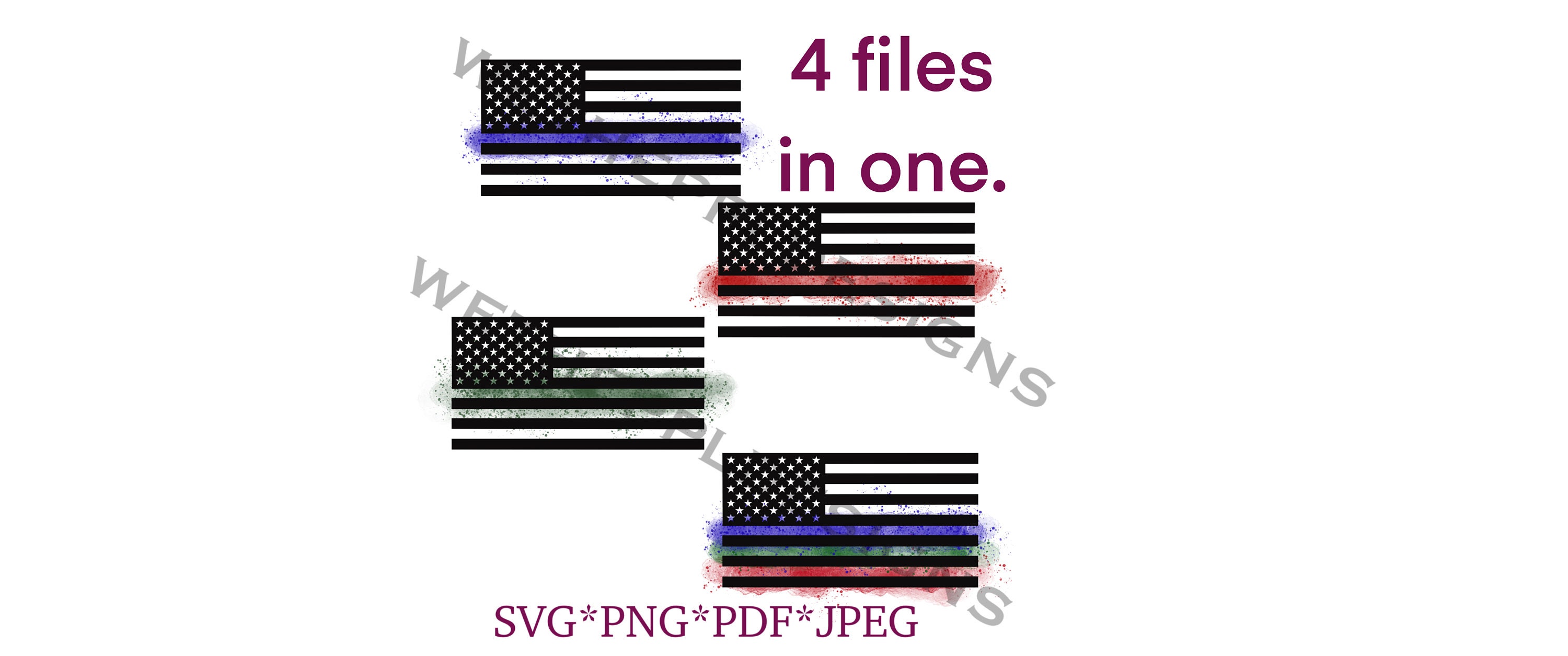 American Flag With Blue Stripe, Red Stripe, and Green Stripe. Police