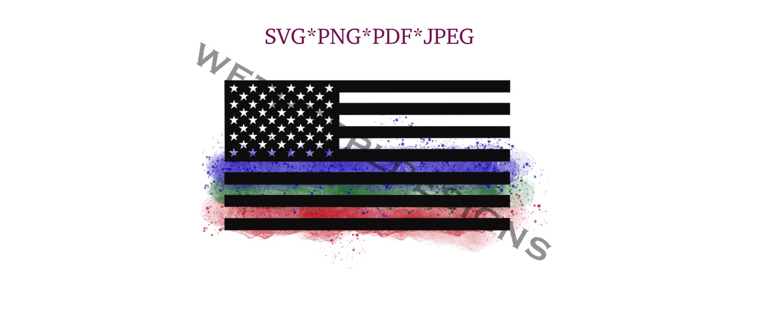 American Flag With Blue Stripe, Red Stripe, and Green Stripe. Police
