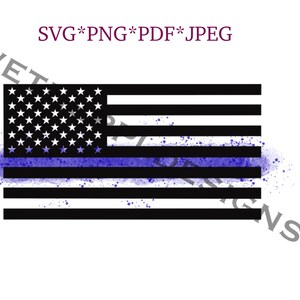 American Flag with Blue stripe. Thin blue line. - Patriotic Digital Design