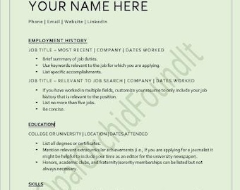 Professionell CV-mall - Sage Green - Lättanvänt Word-dokument - Ladda ner och redigera