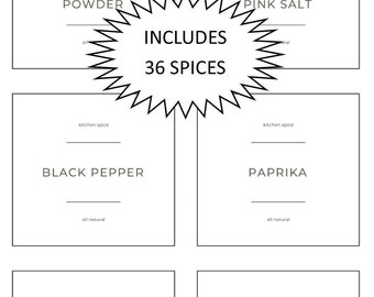Black and White Minimalist Kitchen Spice Labels - Printable Labels for Spice Jars - Download, Print, Cut, and Stick - PDF - That Girl Spices