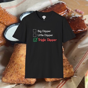 Funny 'Triple Dipper' Unisex Softstyle T-Shirt, Great for Parties, Game Nights, Birthdays, Casual Wear, and Gifts