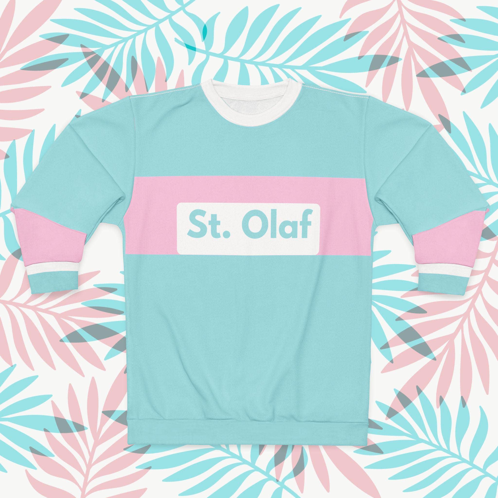 Golden Girls St. Olaf Sweatshirt Rose Nylund Sweater Vintage TV Apparel Pastel Retro Stripe Sweatshirt Teal and Pink Pullover