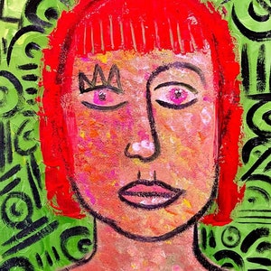 Signed &quot;Redhead&quot; Art Print by Lauren Jones: Expressionist Portrait