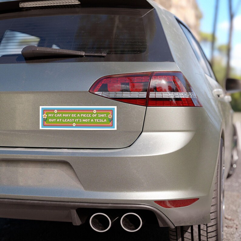 Lustiger Automagnet: Sarkastischer Anti-Tesla Autoaufkleber Bild 3