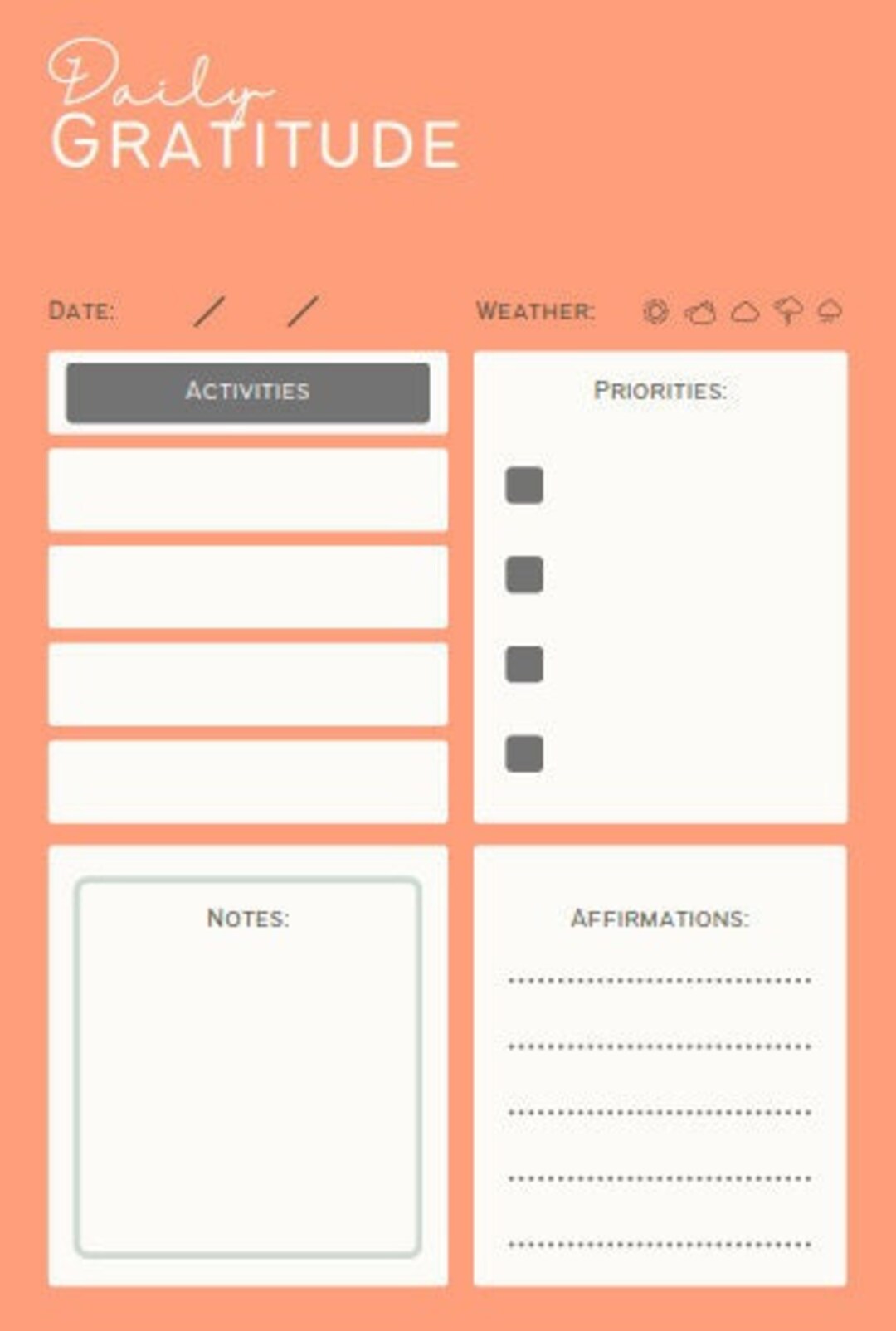 Gratitude Journal - Printable PDF Download Pink Digital Download - Etsy