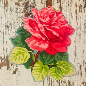 Aplique de rosa grande, aplique de tecido floral vintage, aplique de flor reciclada, aplique marcante para jaqueta, enfeite de costura boho