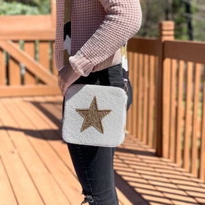 White Star Beaded Purse with Beaded Purse Strap