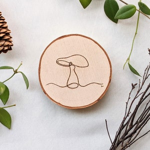 Mushroom Line Art, Pyrography