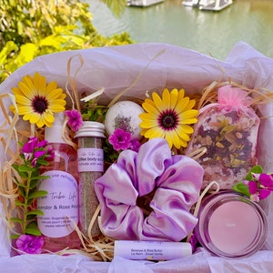 Personalised Lavender Calming Self Care Gift Box Natural Self Care Hamper Spa Gift Set Pamper Gifts For Her Birthday Gift image 3