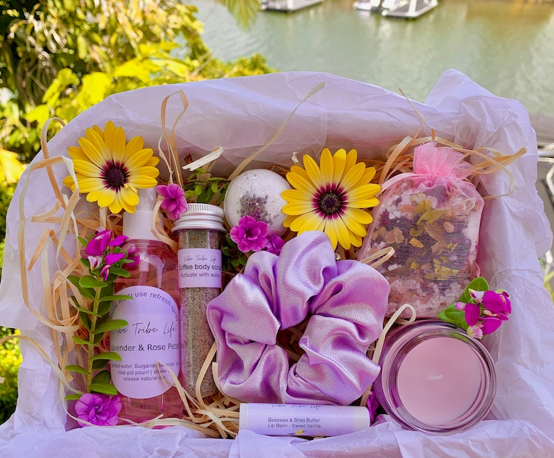 Personalised Lavender Calming Self Care Gift Box Natural Self Care Hamper Spa Gift Set Pamper Gifts For Her Birthday Gift image 3