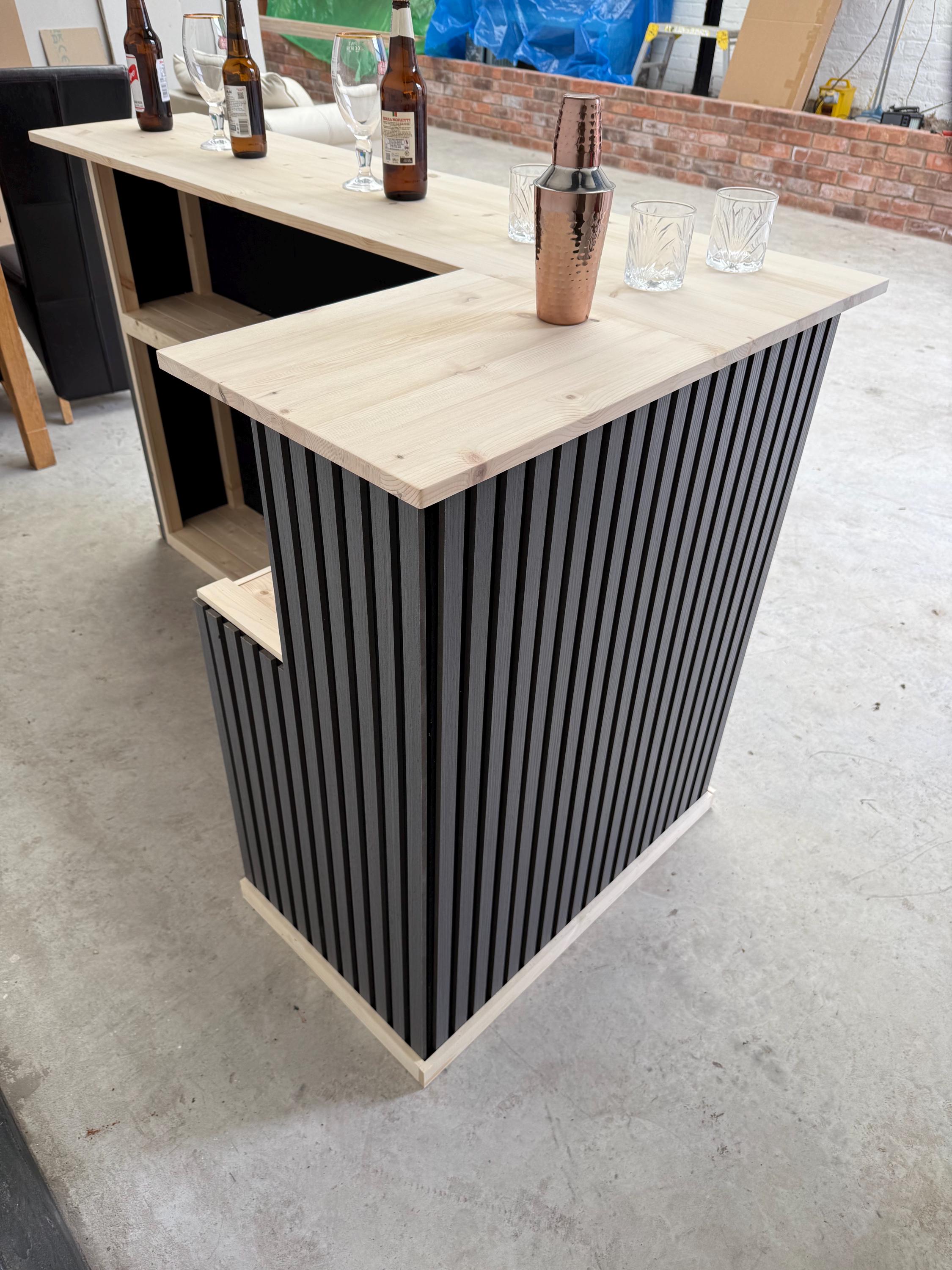 Handmade L-shaped Wooden Bar – Acoustic Panel Front – Custom Sizes UK ...