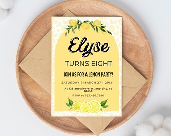 Lemon Theme Birthday Invitation Template