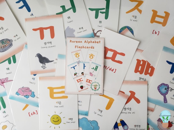 Printable Korean Hangul Alphabet Flashcards Hangeul
