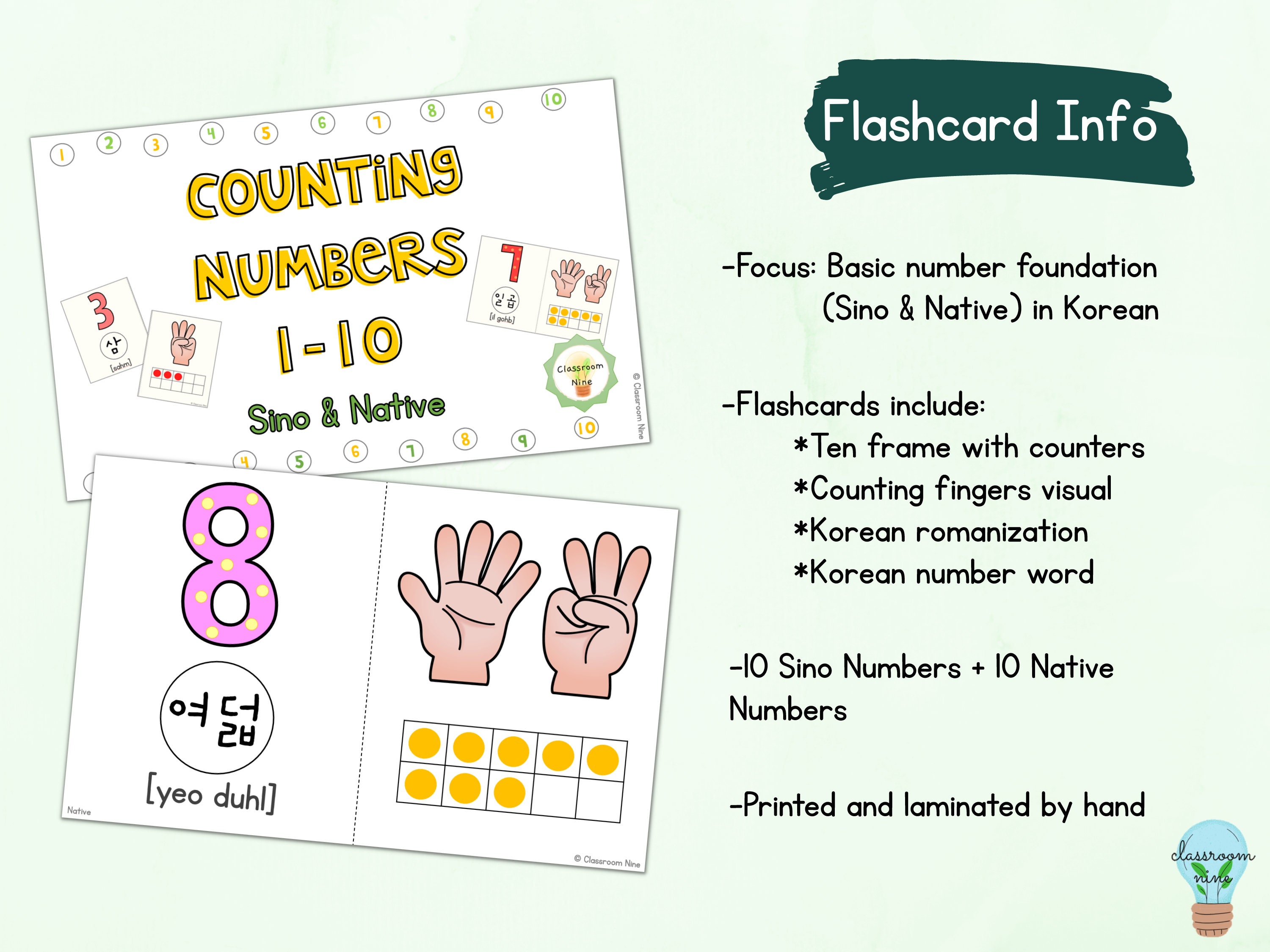 Counting Numbers in Korean Flashcards - Etsy