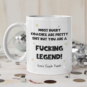Personalised Funny Fucking Legend Rugby Coach Mug, Thank You Rugby Teacher, Leaving Gift Rugby Coach, Rugby Coach Secret Santa
