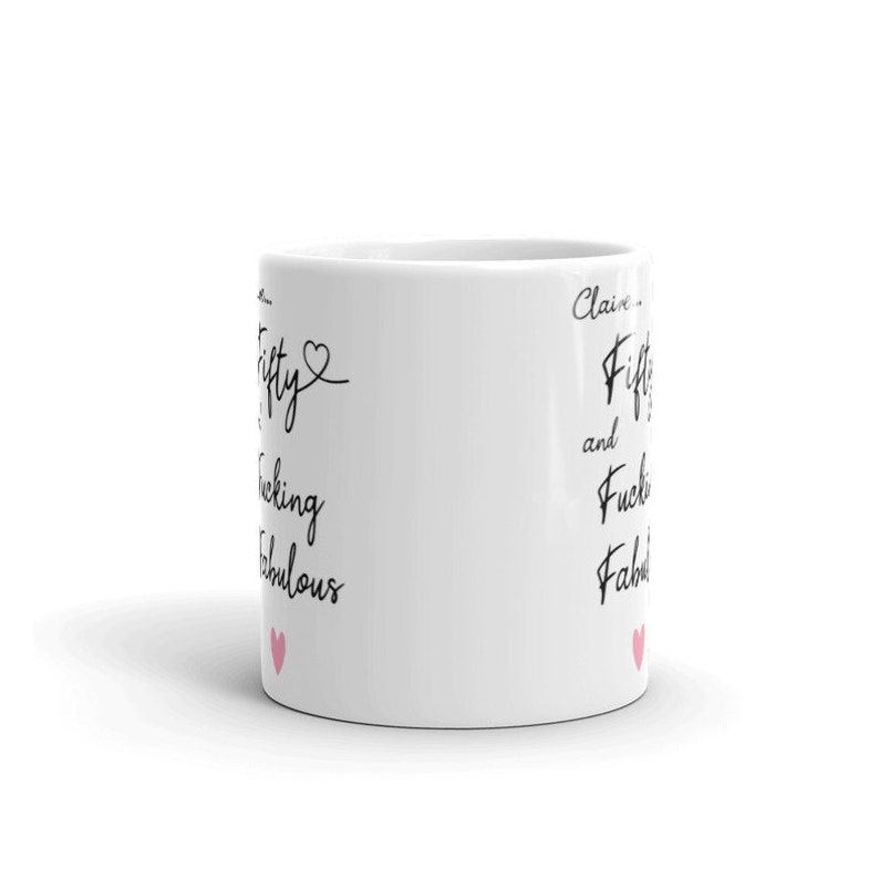 Personalised 50 and fucking fabulous Gift, Fabulous 50th Birthday Present, Funny Joke 50th Cup for her, 50th Mug for him image 5
