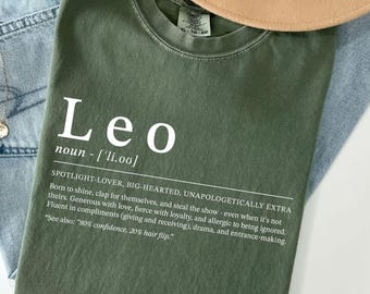 Comfort Colors® Leo Zodiac Definition Shirt Astrology Graphic Tee Star Sign Top