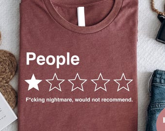 Funny One Star Review Graphic Tee: Sarcastic Introvert Humor