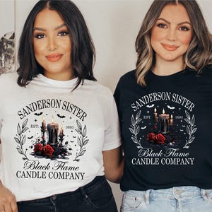 Black Flame Candle Shirt Sanderson Sister Tee Funny Halloween Graphic Sweatshirt Witchy Fall Vibes Tee Spooky Season Shirt Est. 1693