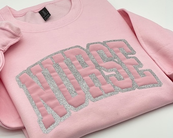 Nurse Puff Glitter Shirt - Retro Raised Lettering Tee