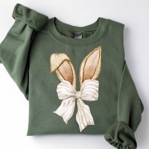 Cute Bunny T-shirt, Rabbit Shirt, Easter Shirt, Happy Easter Day, Easter Gift, Coquette Bow Easter, Coquette Bow Shirt, Bunny Ears Shirt, Easter Sweatshirt, rabbit easter, bunny easter, eggs hunt, easter egg