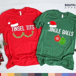 Funny Christmas Couple Shirt Set, Holiday Matching Shirts image 1