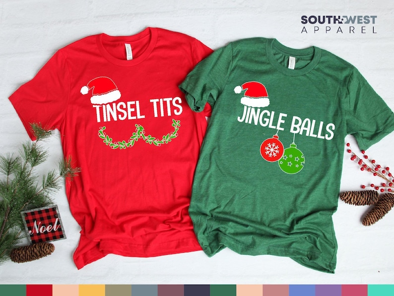 Funny Christmas Couple Shirt Set, Holiday Matching Shirts image 1