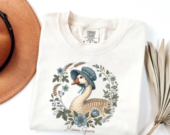 Comfort Colors® Mama Goose Shirt: Floral Cottagecore Sweatshirt