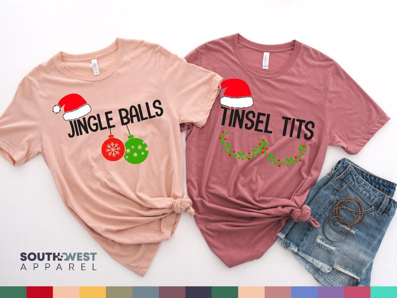 Funny Christmas Couple Shirt Set, Holiday Matching Shirts image 4