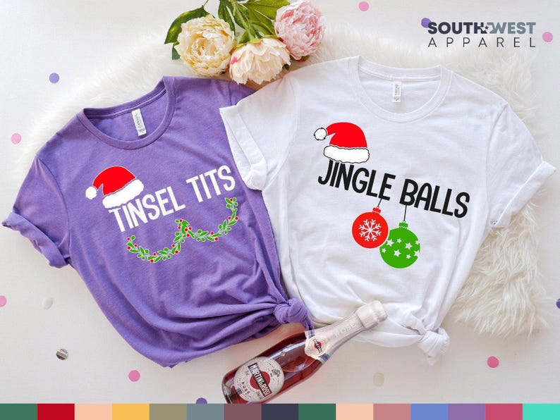 Funny Christmas Couple Shirt Set, Holiday Matching Shirts image 2