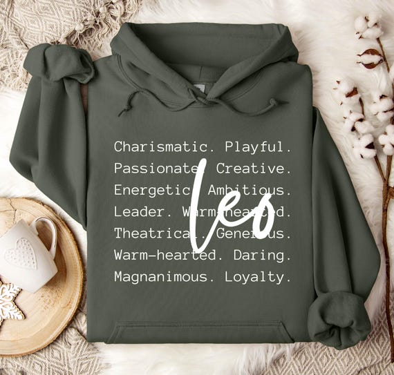 Leo Zodiac Hoodie, Astrology Design, Cozy Cotton