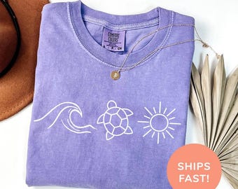 Comfort Colors® Ocean Turtle Sun Tee: Summer Beach Shirt