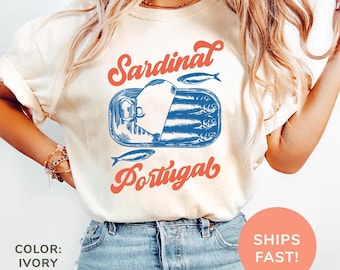 Chemise Comfort Colors® Sardines Portugal : t-shirt à imprimé côtier