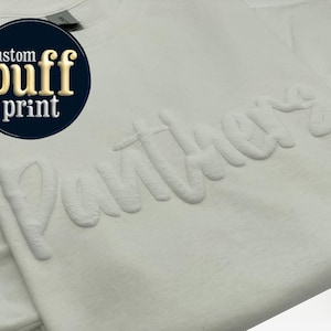 Custom Puff Print Team Name T-shirt Embossed Design Personalized Metallic Puff Print Puff School Sports School Mascot Shirt Custom Gift