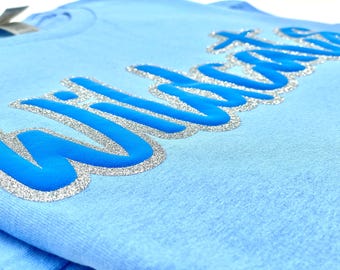 Personalized Spirit Wear Sweatshirt Hoodie: Retro Puff Letters - Glitter Outline